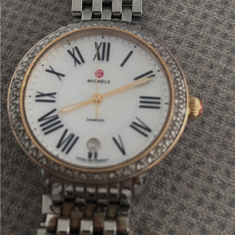 Michele Two-Tone Watch with Diamond Bezel